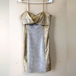 Adrianna Papell Metallic Mini Dress, Size L